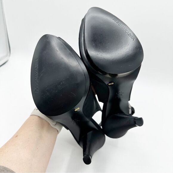 BCBGMaxAzria Black Satin Jeweled Sandals w/Mirrored Platform Cone Heel‎ Sz 8 38 - Picture 12 of 15